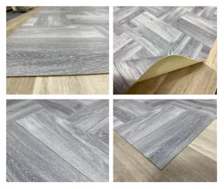 Alfombra de vinilo imitación madera gris de cape