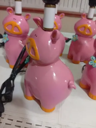 5 Lampade Maialino Rosa Arancione