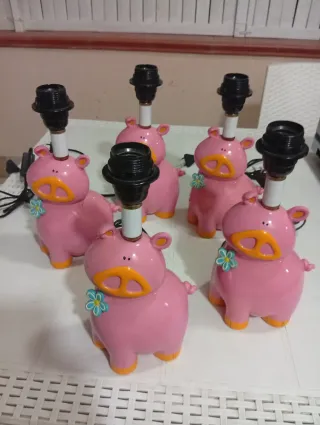 5 Lampade Maialino Rosa Arancione