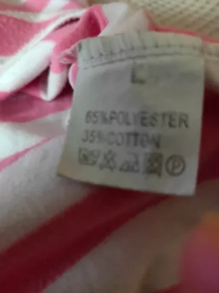 Camiseta Polo Rayas Rosa y Blanca Talla L