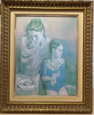 Obra de arte elegante con marco dorado