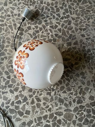 Lámpara colgante antigua de cristal y metal