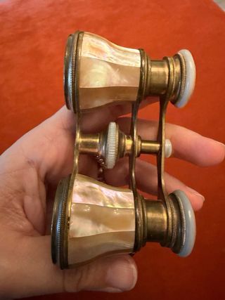 Binoculares antiguos latón y nacar