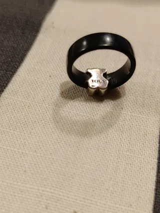 Anillo Tous Oso Negro y Plata