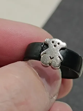 Anillo Tous Oso Negro y Plata