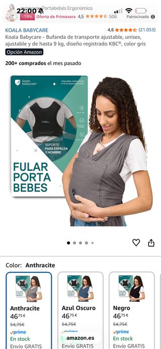 Koala Babycare Fular Portabebés Gris