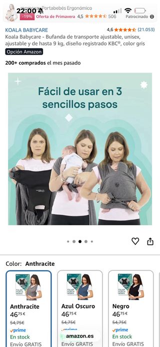 Koala Babycare Fular Portabebés Gris