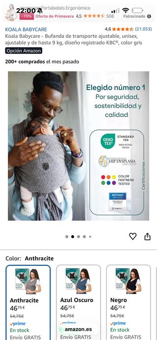 Koala Babycare Fular Portabebés Gris