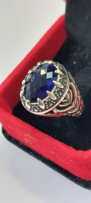 Anillo Plata Ley con Piedra Azul