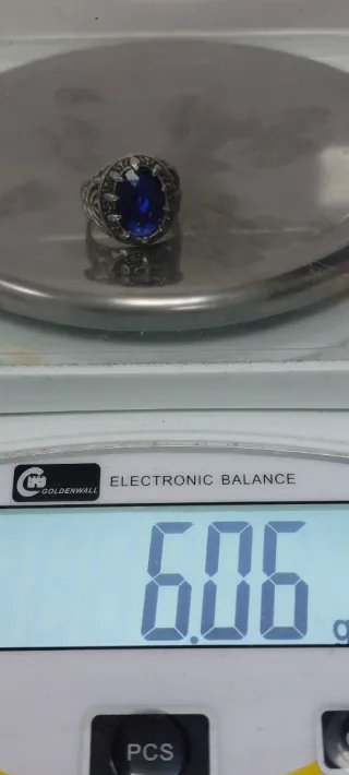 Anillo Plata Ley con Piedra Azul