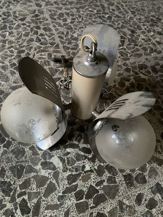Lámpara colgante vintage beige y plata