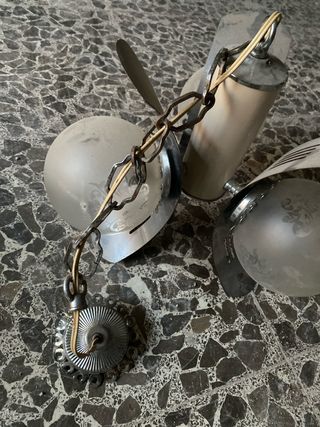 Lámpara colgante vintage beige y plata