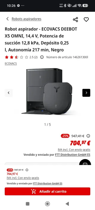 Robot aspirador ECOVACS DEEBOT X5  omni