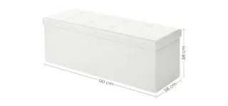 Baúl Almacenamiento Songmics Piel, Blanco 110cm