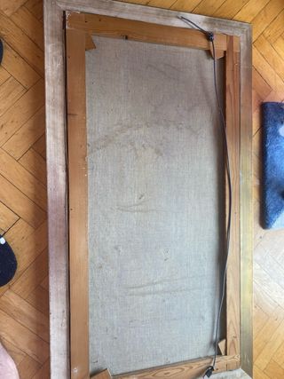 Cuadro paisaje óleo marco dorado