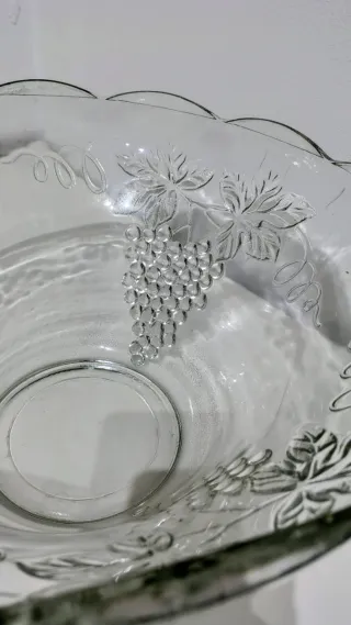 Ponchera y copas vidrio uva (vintage)