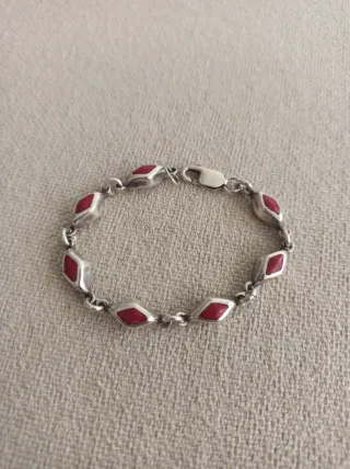 Pulsera Plata y Coral Natural