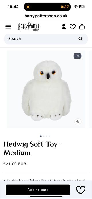 Peluche Hedwig Original Harry Potter