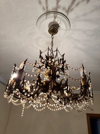 Lámpara Techo Vintage Bronce Cristal