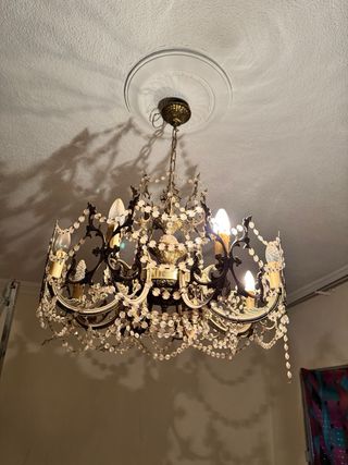 Lámpara Techo Vintage Bronce Cristal