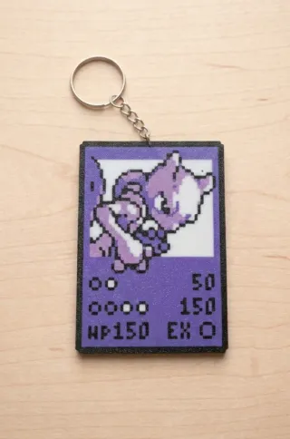 Llavero Carta Mewtwo Pixel Art Pokémon