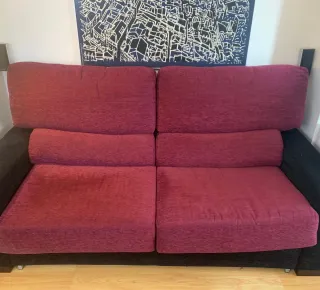 Sofá Cama Tela Rojo y Negro