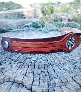 Pulsera de Piel Auténtica Árbol de la Vida