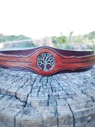 Pulsera de Piel Auténtica Árbol de la Vida