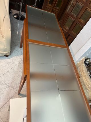 Mesa de comedor extensible madera y cristal