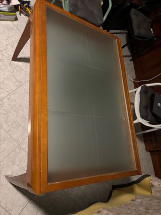 Mesa de comedor extensible madera y cristal