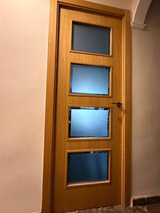Puerta interior de madera con cristales