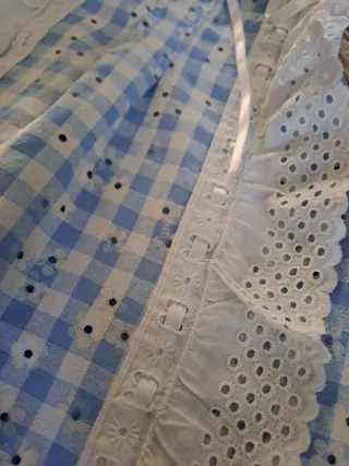 Vestido bebé cuadros azul con volantes