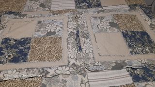 Colcha Patchwork Beige y Azul 150