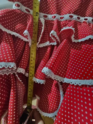 Vestido Flamenca Rojo Lunares Blanco