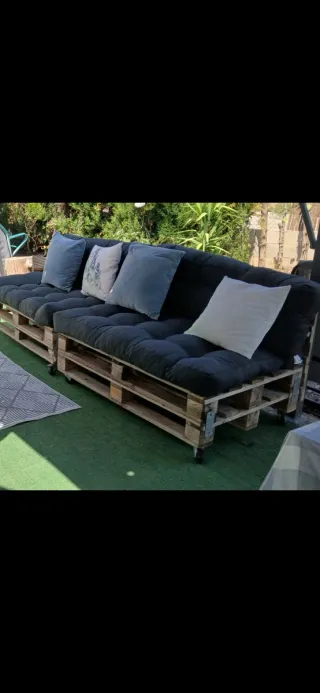 Sofá de Palets Azul y Marrón