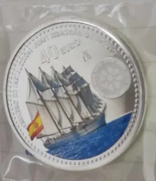 Moneda 40 Euro Juan Sebastián Elcano Plata