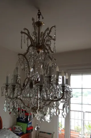 Lámpara de techo araña cristal y metal