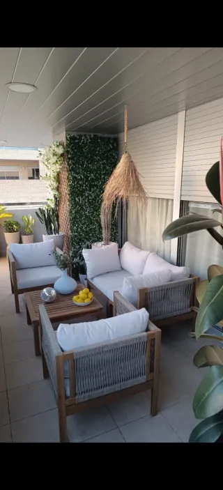 Conjunto Muebles Jardín Sklum Madera y Ratán