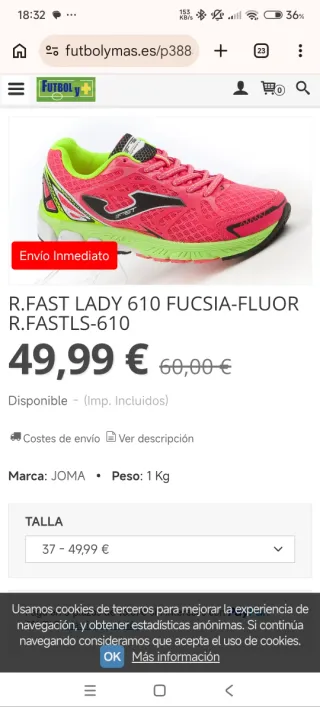 Zapatillas Joma Running Mujer Rosa y Verde