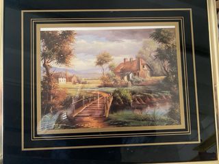 Cuadro de paisaje con marco dorado