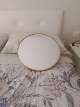 Espejo redondo madera y cristal