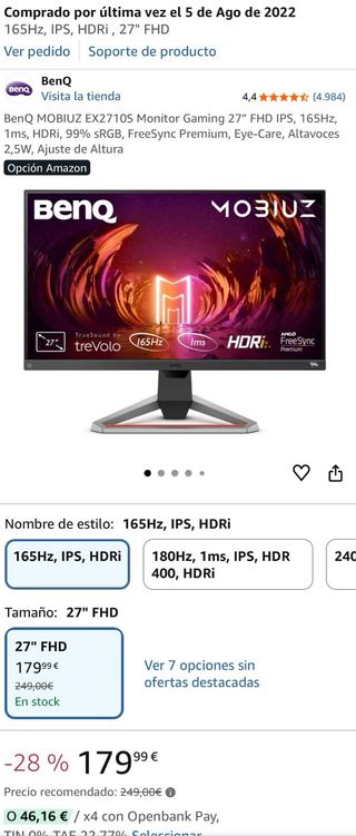 Monitor BenQ FullHD 165Hz 99% sRGB HDR