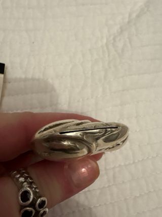 Juguete antiguo de plata con aro