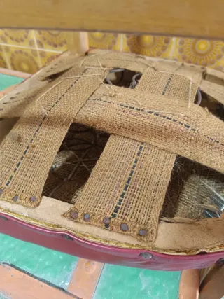 Silla Vintage Madera y Piel Roja