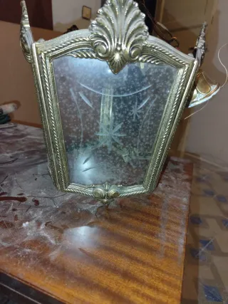 Lámpara de bronce y cristal