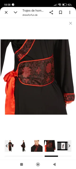 Traje disfraz asiático para hombre talla m