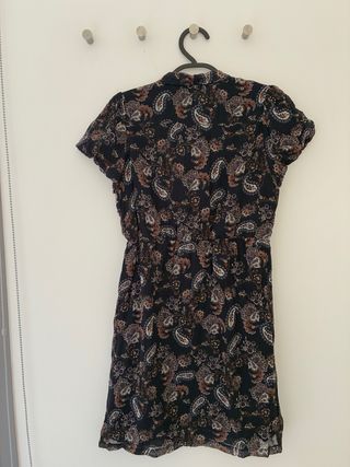 Vestido estampado paisley naranja/blanco fndo azul