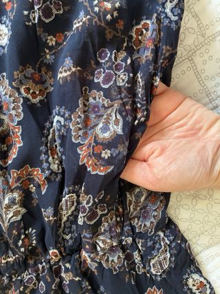 Vestido estampado paisley naranja/blanco fndo azul