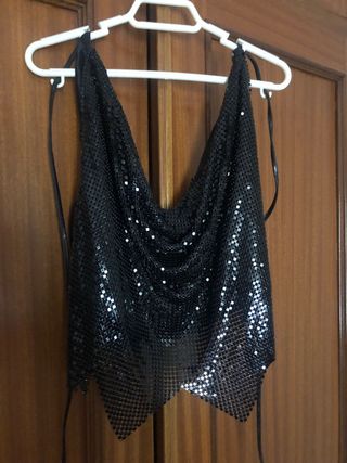 Top fiesta malla de aluminio metálica negro