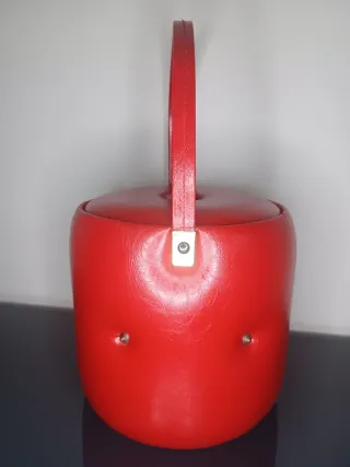 Cesta Costura Vintage en Piel Roja Años 1970